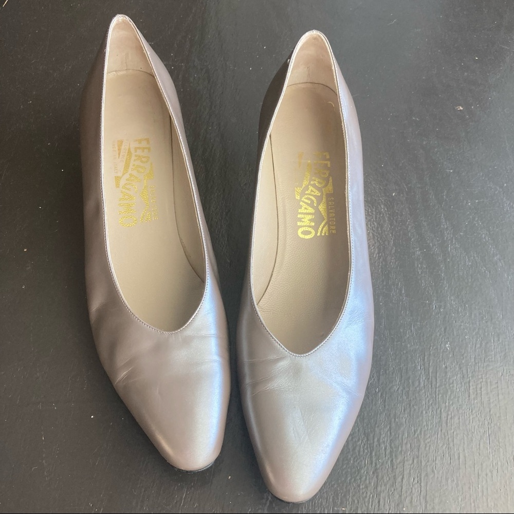 Salvatore Ferragamo Classic Silver Pumps